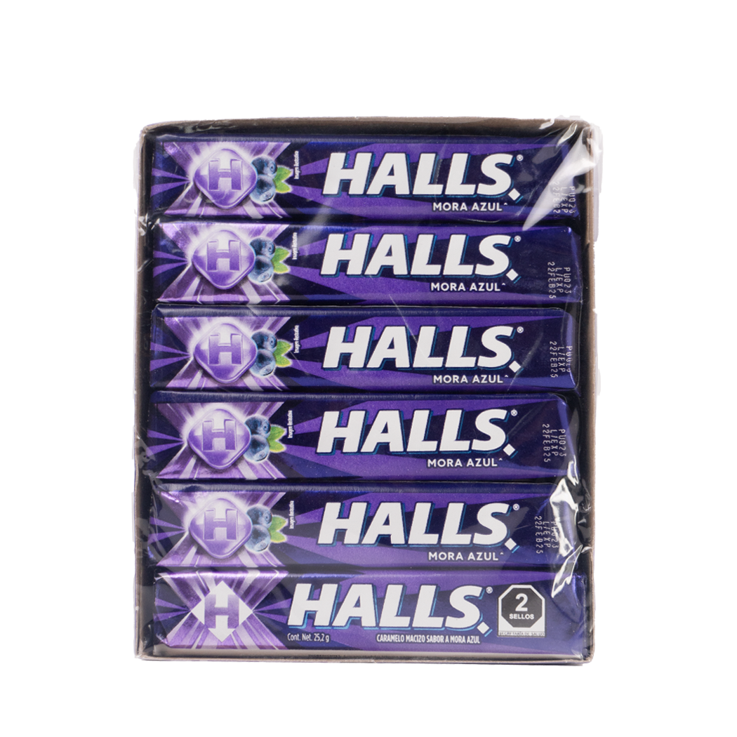 HALLS MORA AZUL X12 PACK
